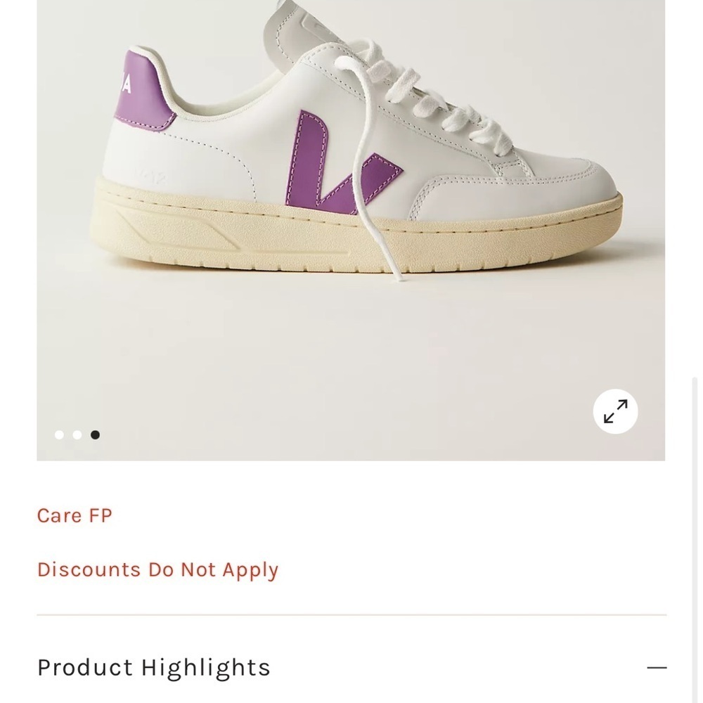 Veja V-12 Size 8 New White and Purple Sneakers Classic Design free People - Picture 3 of 10
